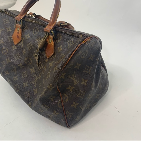 Louis Vuitton Speedy Monogram Canvas Tan & Brown Handbag Purse - Picture 2 of 12